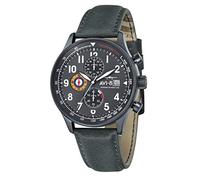 AVI-8 Hawker Hurricane Montre pour Homme - Boîtier en Acier Inoxydable de 43,5 mm, Mouvement à Quartz Japonais, Bracelet en Cuir, Chronographe Militaire Classique - AV-4011