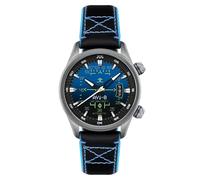 AVI-8 Montre automatique Hawker Harrier HUD pour homme avec bracelet en caoutchouc/cuir 44 mm AV-4117, Bleu dégradé, Hud Automatique