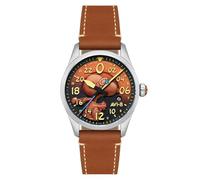 AVI-8 Montre pour homme Spitfire Peanuts Snoopy Flying Ace 24 heures édition limitée automatique avec bracelet en cuir AV-4150, orange brûlé