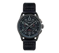 AVI-8 Spitfire Lock AV-4089 Montre chronographe à Quartz Japonais pour Homme avec Bracelet en Cuir 42 mm, Slate Black., lanière