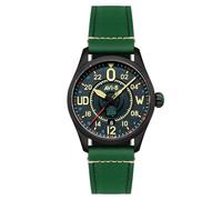 AVI-8 Spitfire Smith AV-4154 Montre automatique automatique pour homme avec bracelet en cuir 24 heures 42 mm, Vert paddy