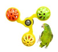 Avian Amusement Wheel - Engaging Habitat Entertainment for Small Companions | Floral Pinwheel with Three Chimes Beak Safe Materials & Secure Mount for Finch Canary Macaw Mental Develop