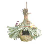 Avian Nesting Hut Kit, Decorative Bird Home Set, 7.2x4 inches Eco Material with Secure Suspension System, Breathable Woven Fiber Structure, Nature Inspired Rustic Style for Patio Garden Use