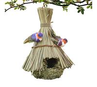 Avian Nesting Hut Kit, Decorative Bird Home Set, 7.2x4 inches Eco Material with Secure Suspension System, Breathable Woven Fiber Structure, Nature Inspired Rustic Style for Patio Garden Use