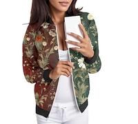 Aviateur Femme, Veste Chic Femme Printemps,Vestes Quotidiennes AdaptéEs Aux Femmes Veste ZippéE LéGèRe Manteau à Imprimé Floral Col Montant VêTements De Sport Courts