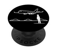 Aviation Enthusiast One Line Drawing PopSockets PopGrip Adhésif