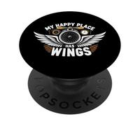 Aviation Pilot My Happy Place Has Wings Airplane Design PopSockets PopGrip Adhésif