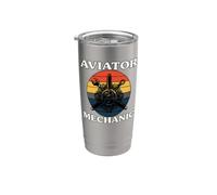 Aviator Mechanic Retro Aircraft Engine Aviation Gobelet isotherme en acier inoxydable double paroi