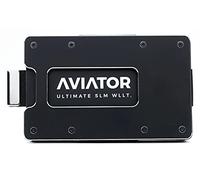 Aviator Slim Wallet Obsidian Black Slide Portefeuille minimaliste pour homme et femme Portecartes avec compartiment à monnaie et sangle de cash RFID Fabriqué en Allemagne Aluminium