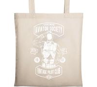 Aviator Society Vintage Pilot Club Sac fourre-tout en coton écologique Beige