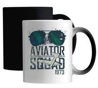 Aviator Squad Mug magique en céramique Motif lunettes de soleil et avion Blanc