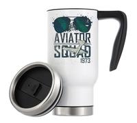 Aviator Squad Tasse à café isotherme avec lunettes de soleil et avion 480 ml Blanc