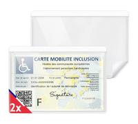 AVIDA ZEN Support Carte Handicapé Pare Brise - Support Carte VTC - Porte Carte Handicapé Pare Brise - Carte Mobilité Inclusion - Pochettes Adhésives Transparentes (Lot de 2)