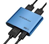 AVIDGRAM Répartiteur HDMI 1 entrée 2 sorties 4K 2 ports HDMI avec mode automatique, copie et fixe pour double affichage identique, compatible avec Xbox, PS4 Pro, PS5 (bleu)