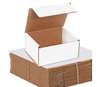 AVIDITI Lot de 25 boîtes d'expédition blanches pliables et résistantes à l'écrasement en carton ondulé pour expédition, envoi, déménagement, emballage, petites entreprises, idéales pour une