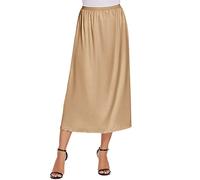 Avidlove Jupon Court pour Femme Demi-Jupon sous-Robes Satin Élégant Invisible Antistatique en Dentelle Marron Clair XXL