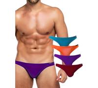 Avidlove Lot de 4 culottes classiques extensibles taille basse pour homme, Bleu paon/orange/rouge/violet foncé-20, X-Large