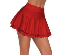 Avidlove Mini jupe Sexy pour Femme Jupe Courte Plissée Basique Taille Haute | Finitions en Dentelle, Très Extensible, Doux et Confortable, Ourlet à Volants, Elégant et Polyvalent