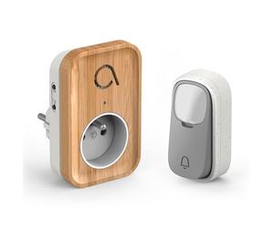 Avidsen Bamboo Plug Carillon Sans Fil Sans Pile Kinetic, Portée 150 m | Bouton auto-alimenté Kinetic sans pile, carillon sur prise 230 V, portée 150 m en champ libre, pré-appairé, extensible