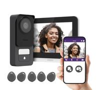 Avidsen Kit Visiophone Connecté WelcomeEye Connect 3, Moniteur Tactile 7" WiFi, Caméra 3K 120°, 5 Badges RFID, Vision Nocturne Couleur, IP55