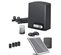Avidsen Orea 550 Solaire, Motorisation Portail Coulissant Solaire, Kit Automatisme Complet, Jusqu'à 8m et 500kg, Panneau Solaire 20W, 4 Télécommandes, Sécurité, Arrêt sur Obstacle, sans Fil, Gris