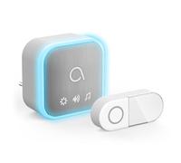 Avidsen Sona-T Plug Sonnette Sans Fil avec Carillon sur Prise, Design Tissu Élégant, Bouton Étanche avec Porte-Nom, Portée 150 m, Flash LED