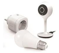 AVIDSEN Starter Kit Connect Smart Home - Caméra Interieure, Ampoule et Prise connectée Alexa et Google Assistant Blanc