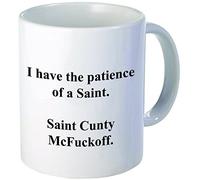 Aviento Blanco Mug humoristique avec inscription « I have the patience of a Saint Cunty McFuckoff » 325 ml