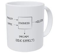 Aviento ingénieur problème Solution Sarcasm côté Effet en céramique Ultra Blanc de 311,8 gram Funny Mug à café