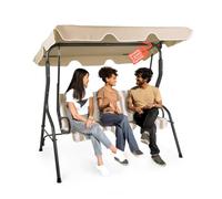 Avilia Balancelle de Jardin 3 Places avec Toit - Balancelle d'extérieur en Acier Anthracite avec Assise Beige, Structure Robuste et Pare-Soleil réglable pour Patio, terrasse, véranda