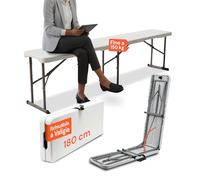 Avilia Banc Pliant Blanc 180 cm Structure en Acier résistant jusqu'à 150 kg pour intérieur et extérieur, idéal comme Banc de Jardin ou de Pique-Nique, Pliable et Facile à Transporter