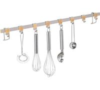 Avilia Barre à outils pour cuisine - Barre à outils avec 8 crochets, en métal nickelé, 60 x 4 x 2,5 cm, argent