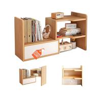 Avilia - Bibliothèque de Bureau en Bois avec 5 Compartiments et 1 tiroir Extensible, Organisateur de Livres de Bureau économise de l'espace, Design modulable Facile à Assembler et Durable