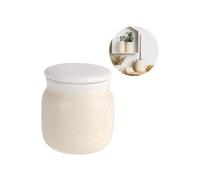 Avilia Bocal multi-usage - Pot de rangement avec couvercle pour salle de bain et cuisine, en céramique, 10,5 x 10,5 x 12,5 cm, crème