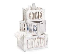 Avilia Boîte en bois blanc : organisateur de livres - boîte en bois pour magazines - organisateur de salon - boîte de rangement - organisateur de jeux - 35 x 25 x 20 cm, blanc