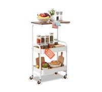 Avilia - Chariot de Cuisine Multifonction 77 x 43 x 30 cm avec 2 étagères en métal et Bois, Facile à déplacer avec 4 Roues pivotantes, idéal comme Meuble Peu encombrant pour la Maison et Le Bureau