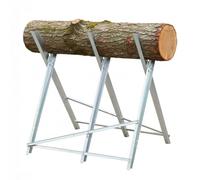 Avilia - Chevalet coupe-bûches en acier pliable, charge 100 kg avec profils dentelés pour bûches jusqu'à 28 cm, béquille pour coupe du bois stable pour tronçonneuse ou scie manuelle