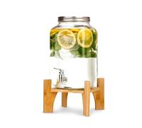Avilia - Distributeur de Boissons en Verre de 8 litres avec Robinet en Acier Inoxydable pour Eau et Boissons, Grande capacité pour la Maison et Les événements, Utilisation avec infuseur intégré