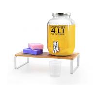 Avilia Distributeur de lessive Liquide 4L en Verre avec Robinet - récipient avec Couvercle et Distributeur en métal chromé, idéal pour Savon, adoucissant et détergents - Idéal en buanderie