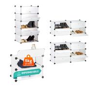 Avilia Étagère 10 étagères modulables empilables 40 x 30 x 17 cm - Structure modulaire économise de l'espace en Plastique Mat résistant pour la Maison, Le Bureau, l'armoire et Les rangements