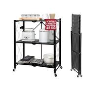 Avilia - Étagère Amovible 3 étagères en métal Peint Noir, Style Industriel Moderne, Pliable sans vis, idéal pour la Maison, Le Bureau, la Cuisine et Le Garage