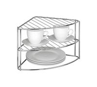 Avilia Étagère d'angle pour Assiettes et Tasses - Coin de Cuisine en métal, 35 x 25 x 21 cm, chromé