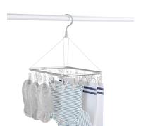 Avilia Étendoir à Linge à Suspendre avec 16 Pinces carrées, idéal pour l'intérieur et l'extérieur, en Plastique et Aluminium, 28,5 x 28 x 39 cm