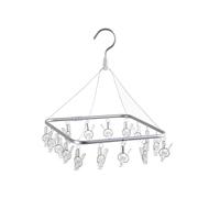 Avilia Étendoir à Linge à Suspendre idéal pour l'intérieur et l'extérieur - avec 16 Pinces, en Plastique et Aluminium, 28,5 x 28 x 39 cm