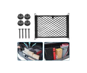Avilia Filet de Rangement pour Coffre de Voiture, kit de Montage Flexible avec 4 Ancres, Organisation optimale pour Coffre, Durable et élégant, Noir 80 x 25 cm