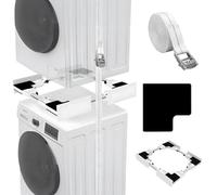Avilia - Kit de superposition pour machine à laver et sécheuse 46-66 cm avec coussinets en silicone anti-glissement, montage facile avec sangle à cliquet, support de gain de place universel résistant
