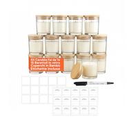 Avilia - Lot de 15 bocaux à bougies en verre 170 ml avec couvercle en bambou, étiquettes et stylo inclus pour kit de bougies bricolage, porte-bougies personnalisables et bonbonnières élégantes