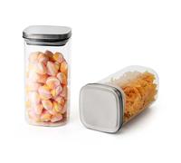 Avilia Lot de 2 bocaux 1,2 L 10 x 15,5 x 10 cm - Verre borosilicate résistant et couvercles en acier inoxydable - Fermeture hermétique en silicone - Convient pour micro-ondes et lave-vaisselle -