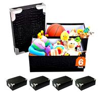 Avilia Lot de 6 boîtes de rangement de différentes tailles avec couvercle et poignées - Récipient pour l'organisation dans toute la maison - Noir avec motif crocodile