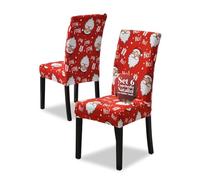 Avilia Lot de 6 Housses de Chaise de Noël en Tissu élastique avec Motif Père Noël pour Dossier et Assise, faciles à Assembler, lavables et réutilisables pour la décoration de Noël de la Maison